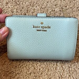Kate Spade Mint Green Wallet with Gold Accents